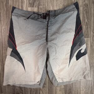 Billabong Grey Grid Print Surf Boardshorts Men’s Swim Trunks 100% Polyester